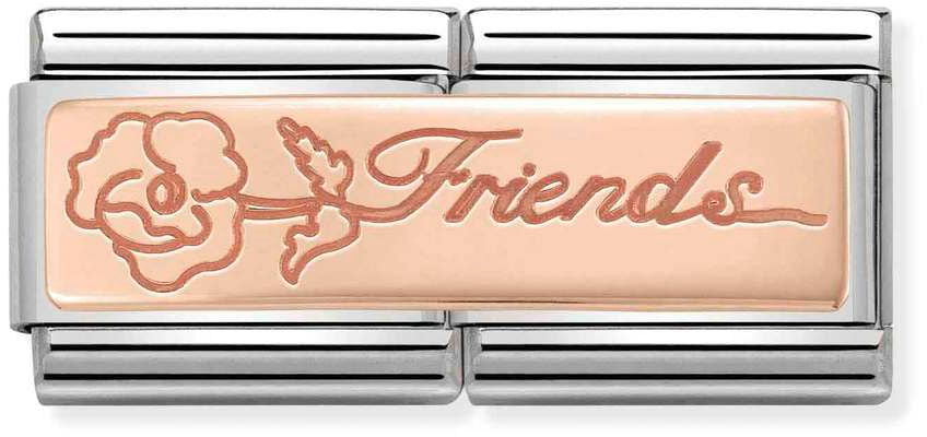 Nomination Classic Rose Gold Double Engraved Friends With Flower Charm