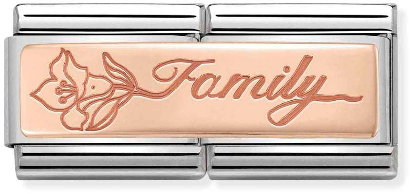 Nomination Classic Rose Gold Double Engraved Family With Flower Charm