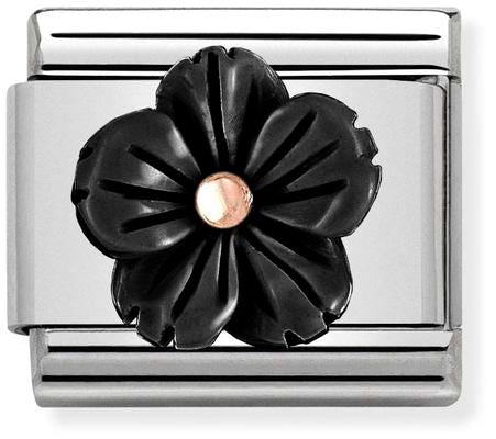 Nomination Classic Rose Gold Flowers Onyx Charm