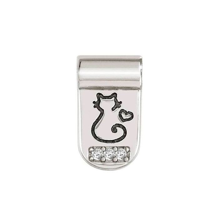 Nomination SeiMia Silver With Cubic Zirconia And Enamel Cat Pendant Charm