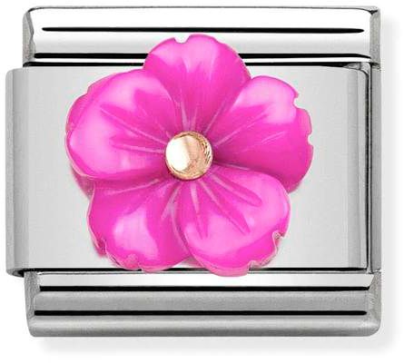 Nomination Classic Rose Gold Flowers Fuchsia Mother Of Pearl Charm