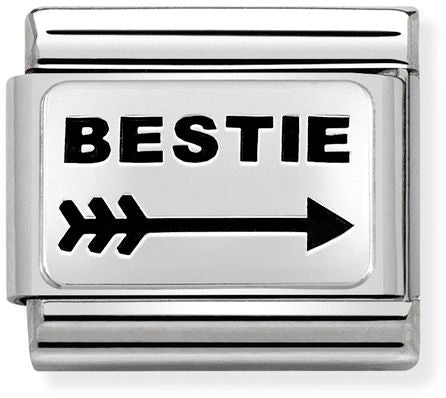 Nomination Classic Silver Oxidised Plates Bestie With Right Arrow Half Charm