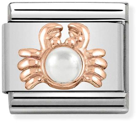 Nomination Classic Rose Gold Engraved Crab With White Pearl Charm
