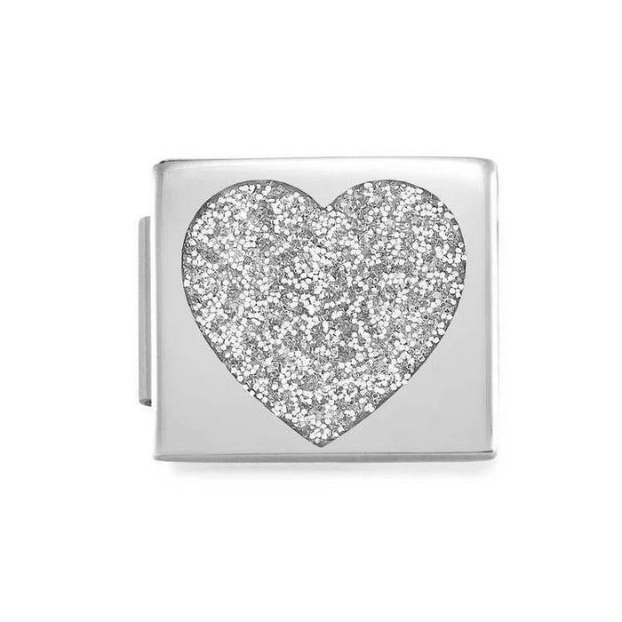 Nomination Composable Glam Link Stainless Steel Silver Glitter Heart
