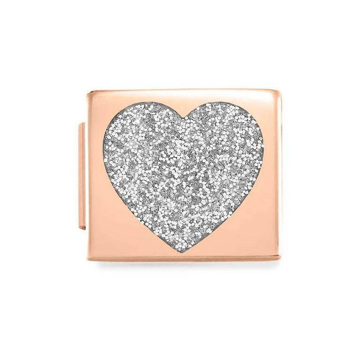 Nomination Composable Glam Link Rose Gold Glitter Heart