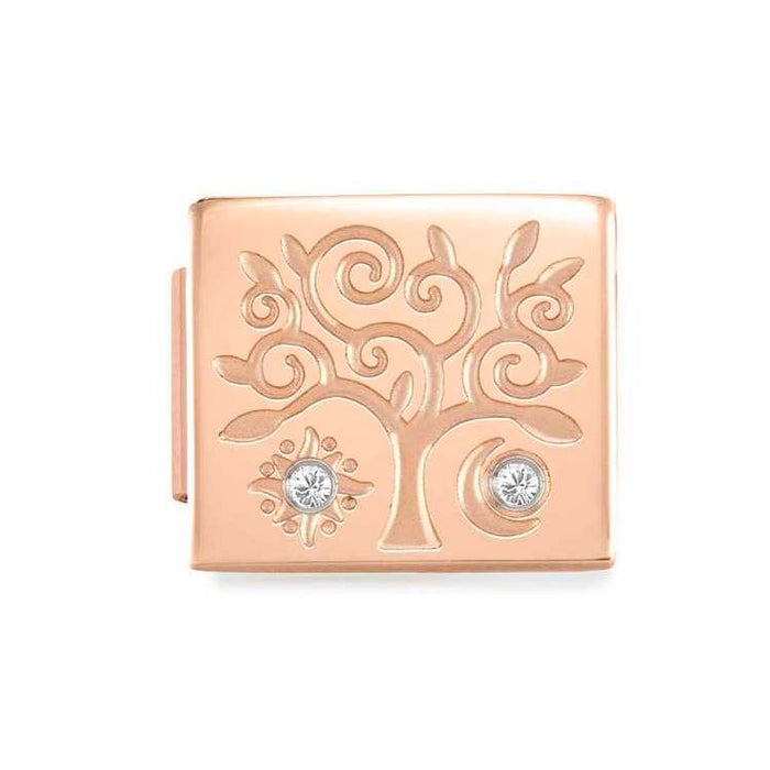Nomination Composable Glam Link Rose Gold With Cubic Zirconia Tree Of Life