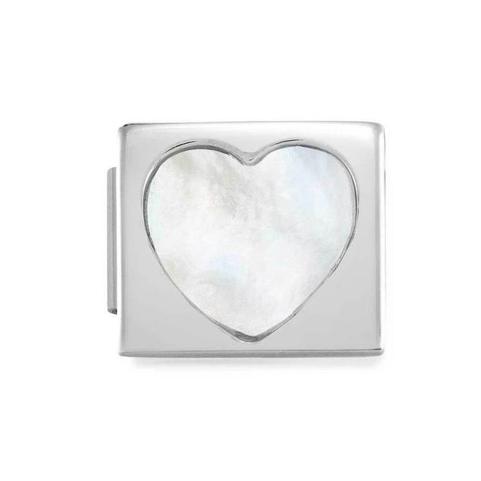 Nomination Composable Glam Link Stainless Steel Mother Of Pearl Heart