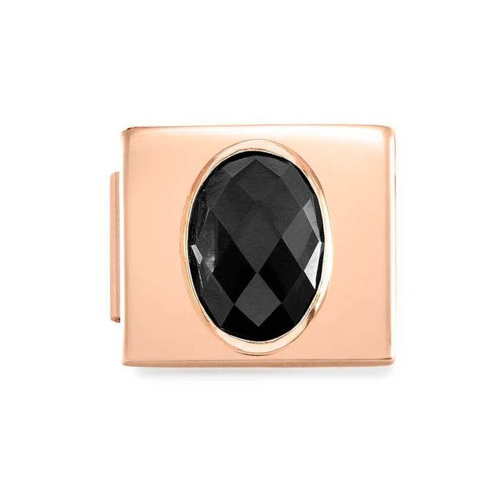 Nomination Composable Glam Link Rose Gold Faceted Oval Black Cubic Zirconia
