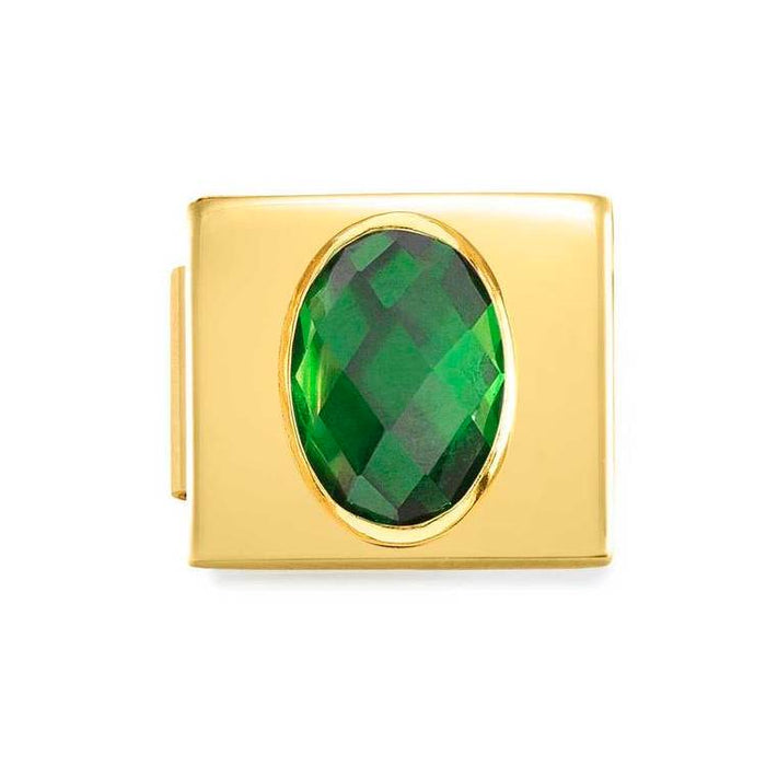 Nomination Composable Glam Link Gold With Oval Green Faceted Cubic Zirconia