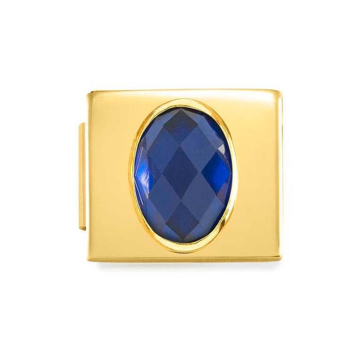 Nomination Composable Glam Link Gold With Oval Blue Faceted Cubic Zirconia