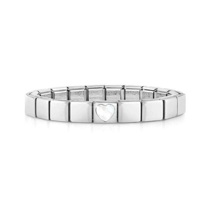 Nomination Composable Glam Stainless Steel Mother Of Pearl Heart Bracelet