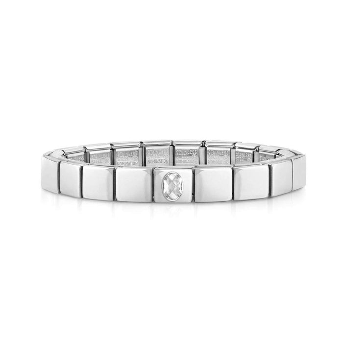 Nomination Composable Glam Stainless Steel Faceted White Cubic Zirconia Bracelet