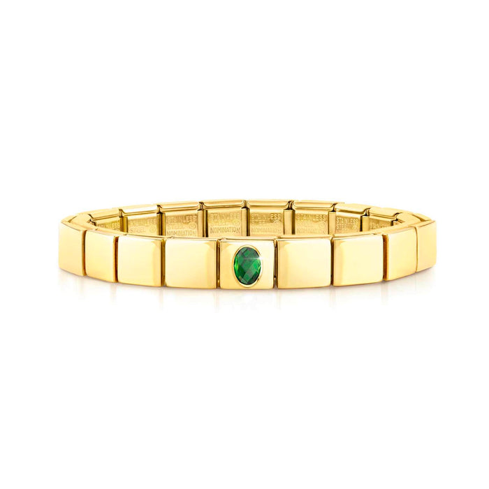 Nomination Composable Glam Gold Oval Green Faceted Cubic Zirconia Bracelet