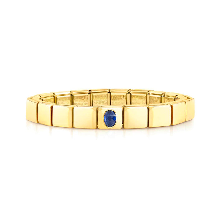 Nomination Composable Glam Gold Oval Blue Faceted Cubic Zirconia Bracelet