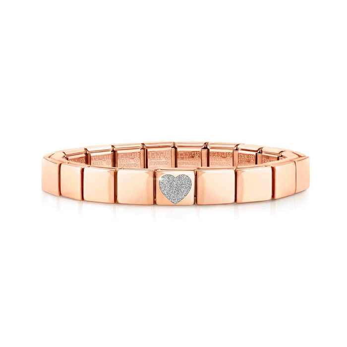 Nomination Composable Glam Rose Gold Glitter Heart Bracelet