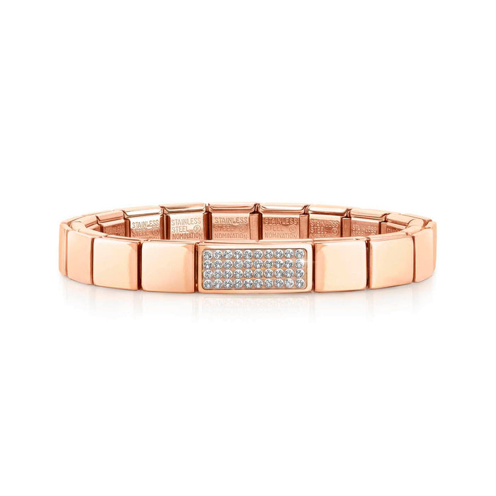 Nomination Composable Glam Rose Gold With White Crystal Pave Bracelet