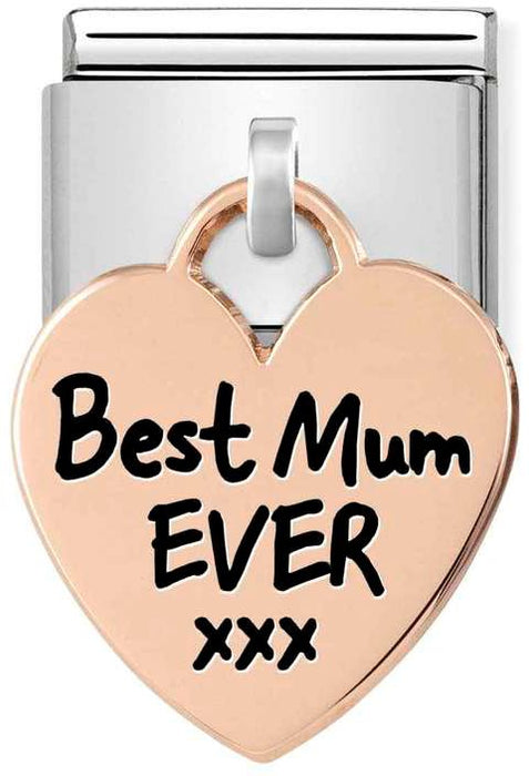 Nomination Classic Rose Gold Double Drop Charm Best Mum Ever XXX Charm
