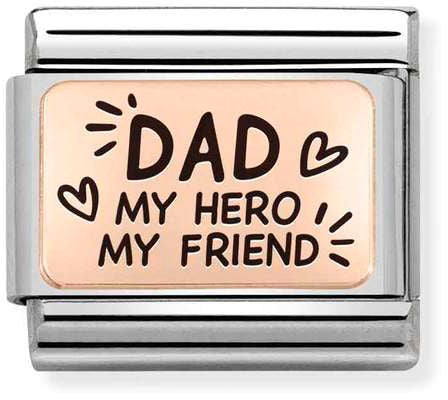Nomination Classic Rose Gold Plates Dad My Hero Charm