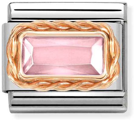 Nomination Classic Rose Gold Cubic Zirconia Pink Faceted Rectangle Charm