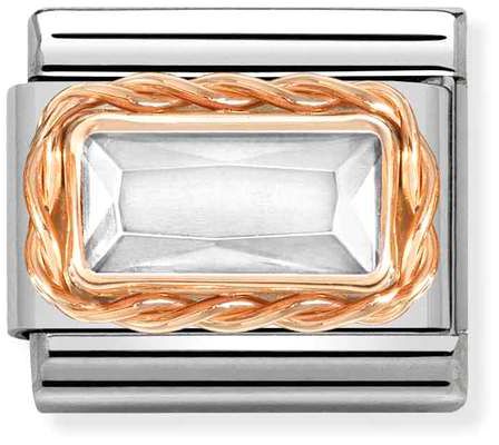Nomination Classic Rose Gold Cubic Zirconia White Faceted Rectangle Charm