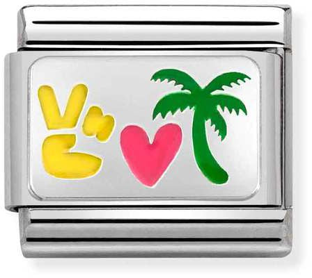 Nomination Classic Silver Plates Peace, Heart And Palm Charm