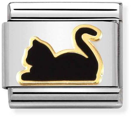 Nomination Classic Gold Symbols Black Cat Charm