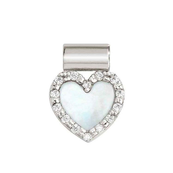 Nomination SeiMia Silver Cubic Zirconia White Mother Of Pearl Heart Pendant Charm