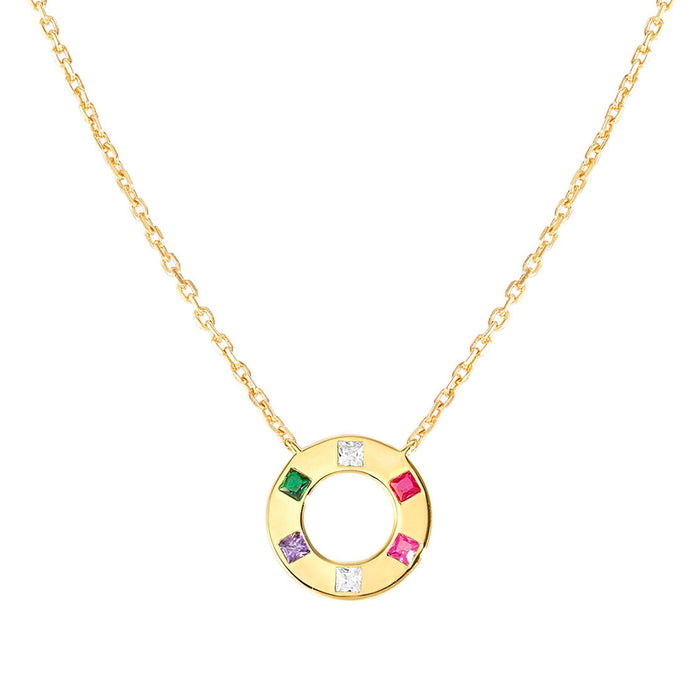 Nomination Carismatica Pink Stones Gold Circle Necklace