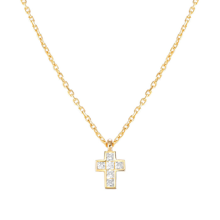 Nomination Carismatica White Stones Small Gold Cross Necklace