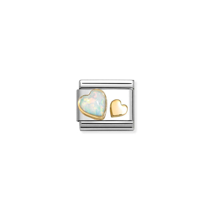 Nomination Classic Gold White Opal Hearts Charm