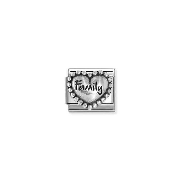 Nomination Classic Silver Oxidised Symbols Family Heart Charm