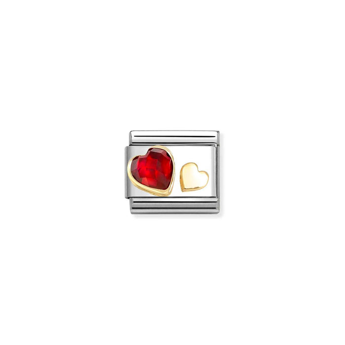 Nomination Classic Gold & Red Heart Faceted Stone Charm