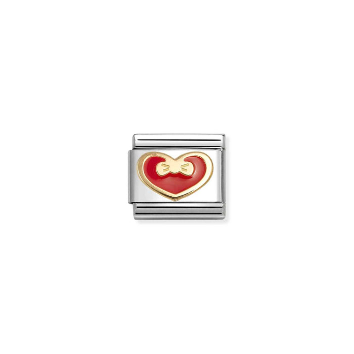Nomination Classic Gold Love Red Enamel Heart With Bow Charm