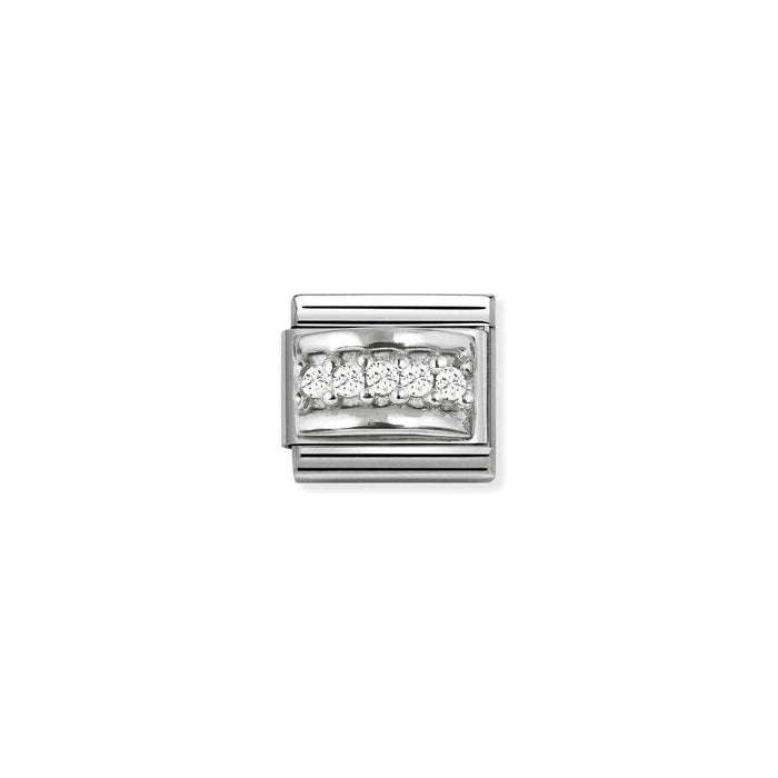 Nomination Classic Silver Symbols Track In White Stone Charm