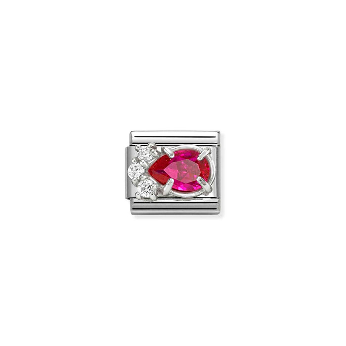 Nomination Classic Silver Symbols Tear Drop With Red Stone Charm