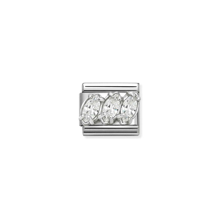 Nomination Classic Silver Symbols Trilogy In White Stone Charm