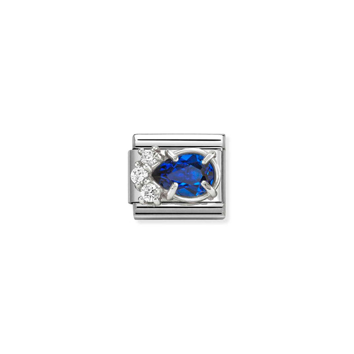Nomination Classic Silver Symbols Tear Drop With Blue Stone Charm