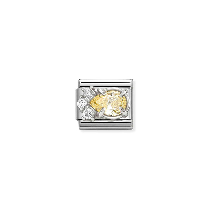 Nomination Classic Silver Symbols Tear Drop With Yellow Stone Charm