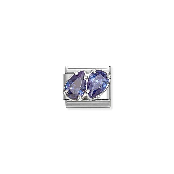 Nomination Classic Silver Symbols Double Tear Drop With Blue Stone Charm