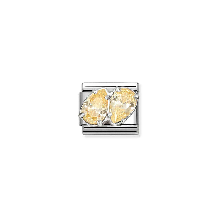Nomination Classic Silver Symbols Double Tear Drop With Yellow Stone Charm