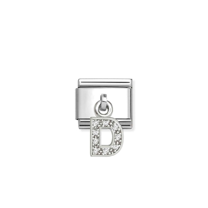 Nomination Classic Silver Letter D With White Crystal Charm