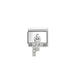 Silver charm with letter 'F' on a white background