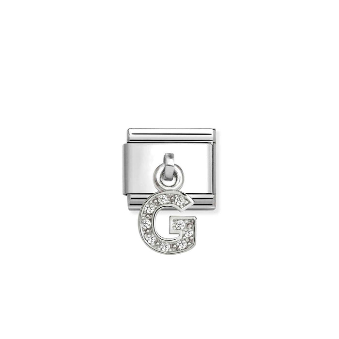 Nomination Classic Silver Letter G With White Crystal Charm