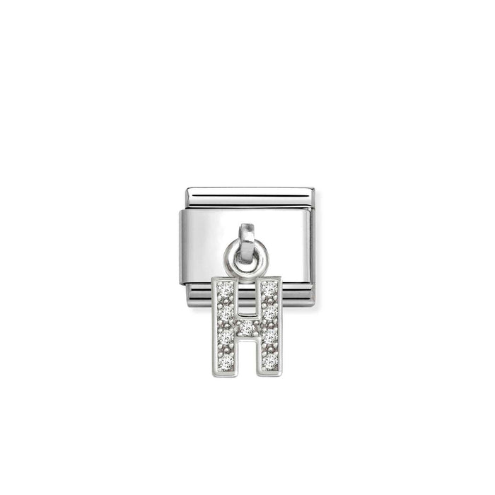 Nomination Classic Silver Letter H With White Crystal Charm