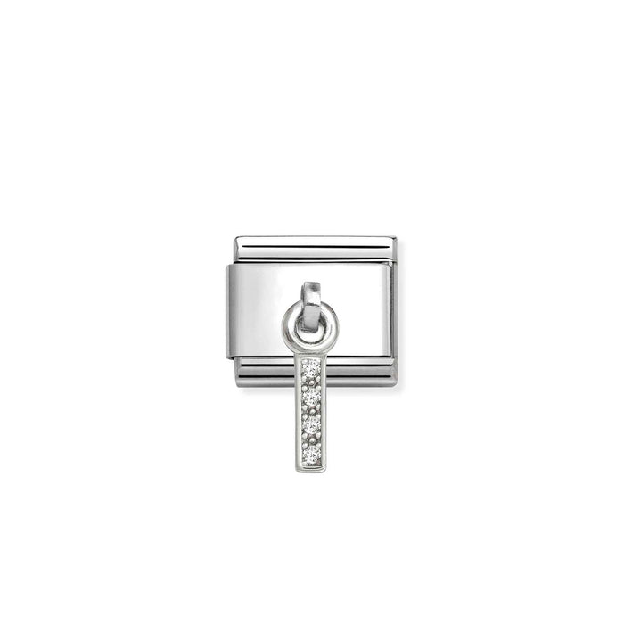 Nomination Classic Silver Letter I With White Crystal Charm