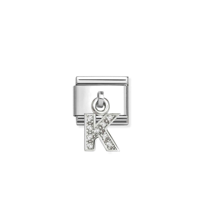 Nomination Classic Silver Letter K With White Crystal Charm