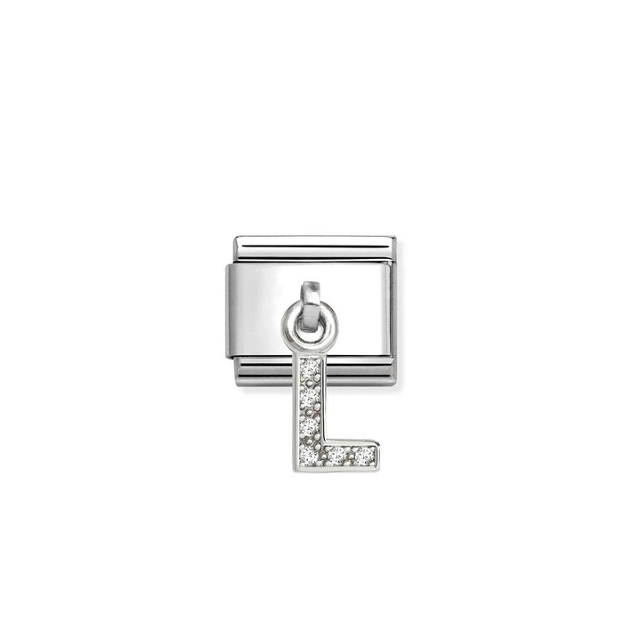 Nomination Classic Silver Letter L With White Crystal Charm