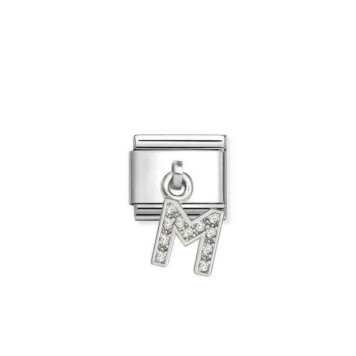 Nomination Classic Silver Letter M With White Crystal Charm
