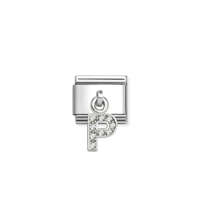 Nomination Classic Silver Letter P With White Crystal Charm
