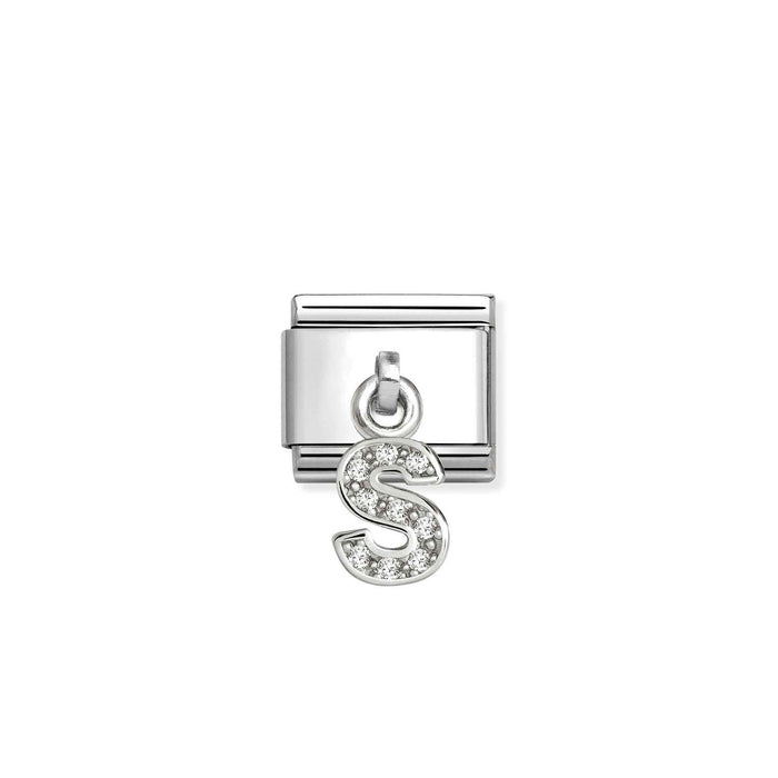 Nomination Classic Silver Letter S With White Crystal Charm